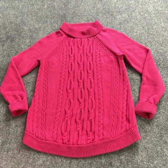 Talbots Sweater Womens M Petite Pink Cable Knit Pullover Barbiecore Cuff Sleeves - Picture 1 of 10